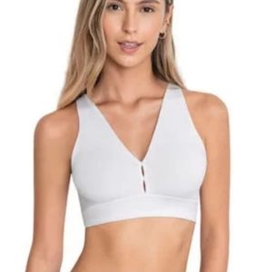 Leonisa V-neck Lightweight Top Sport Bra White Size M